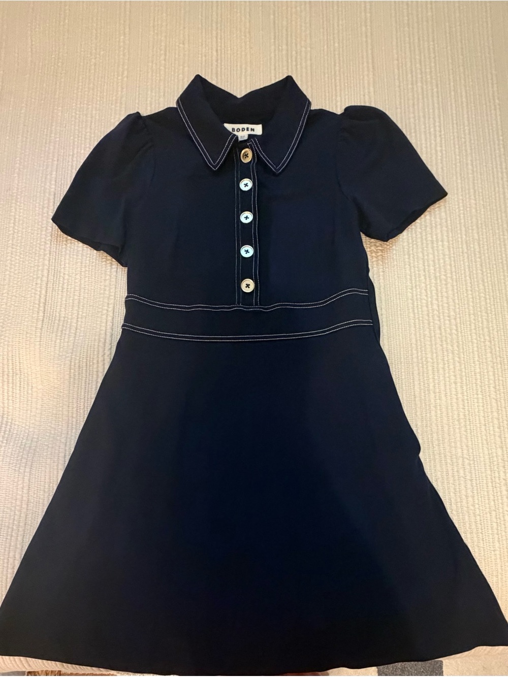 Boden PETITE Navy Dress with Contrast Stitching